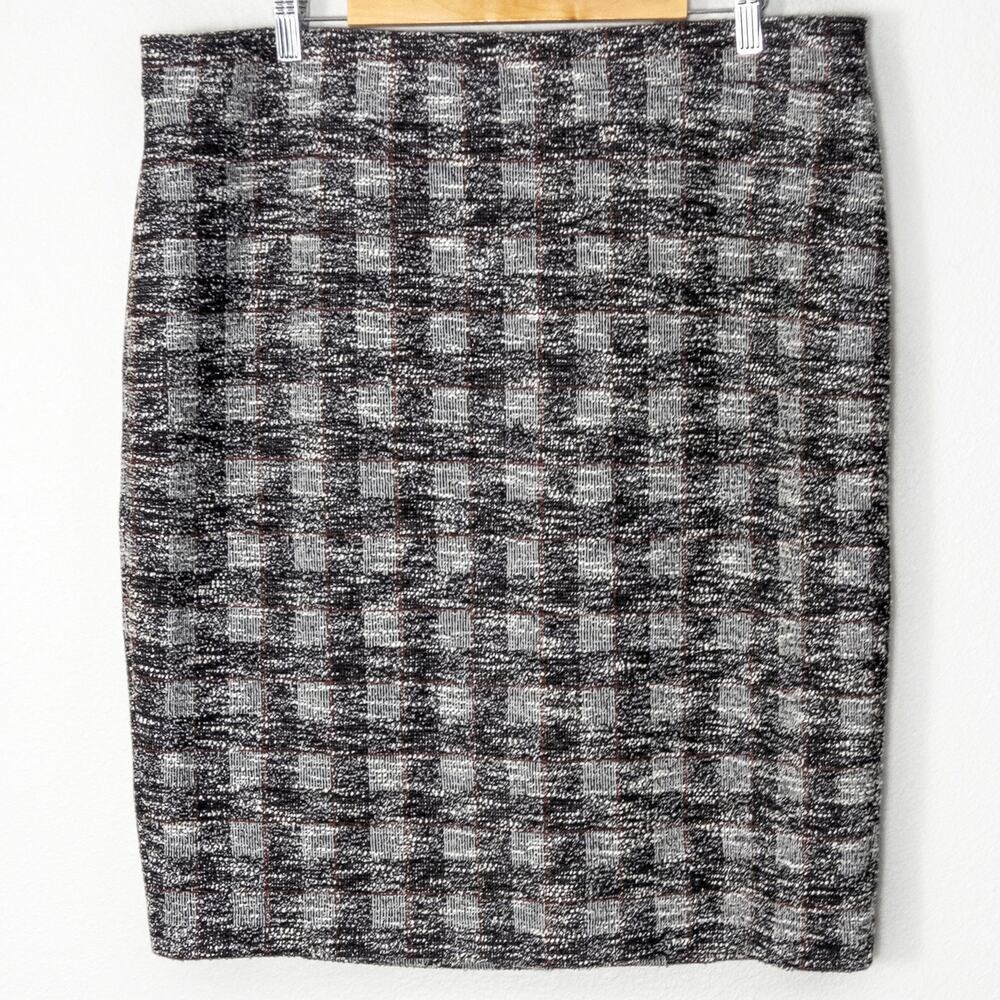 Ann Taylor Plaid Tweed Skirt Size 18 Gray Red Preppy Dark Academia NWT
